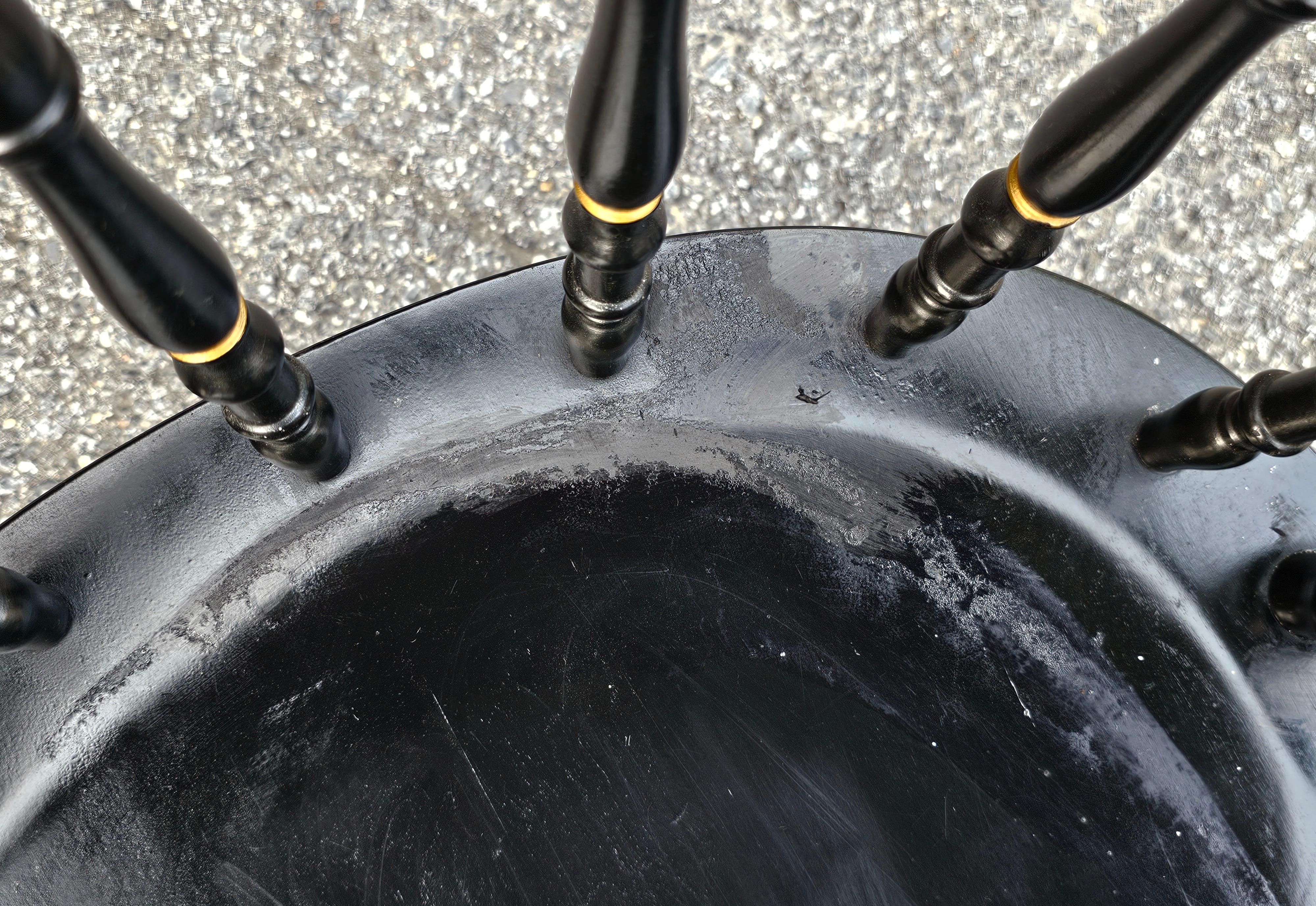 Set of Four S. Bent & Bros. Ebonized and Eagle Gilt Stencil Windsor Chairs For Sale 4
