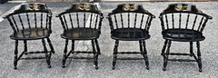 Set of Four S. Bent & Bros. Ebonized and Eagle Gilt Stencil Windsor Chairs