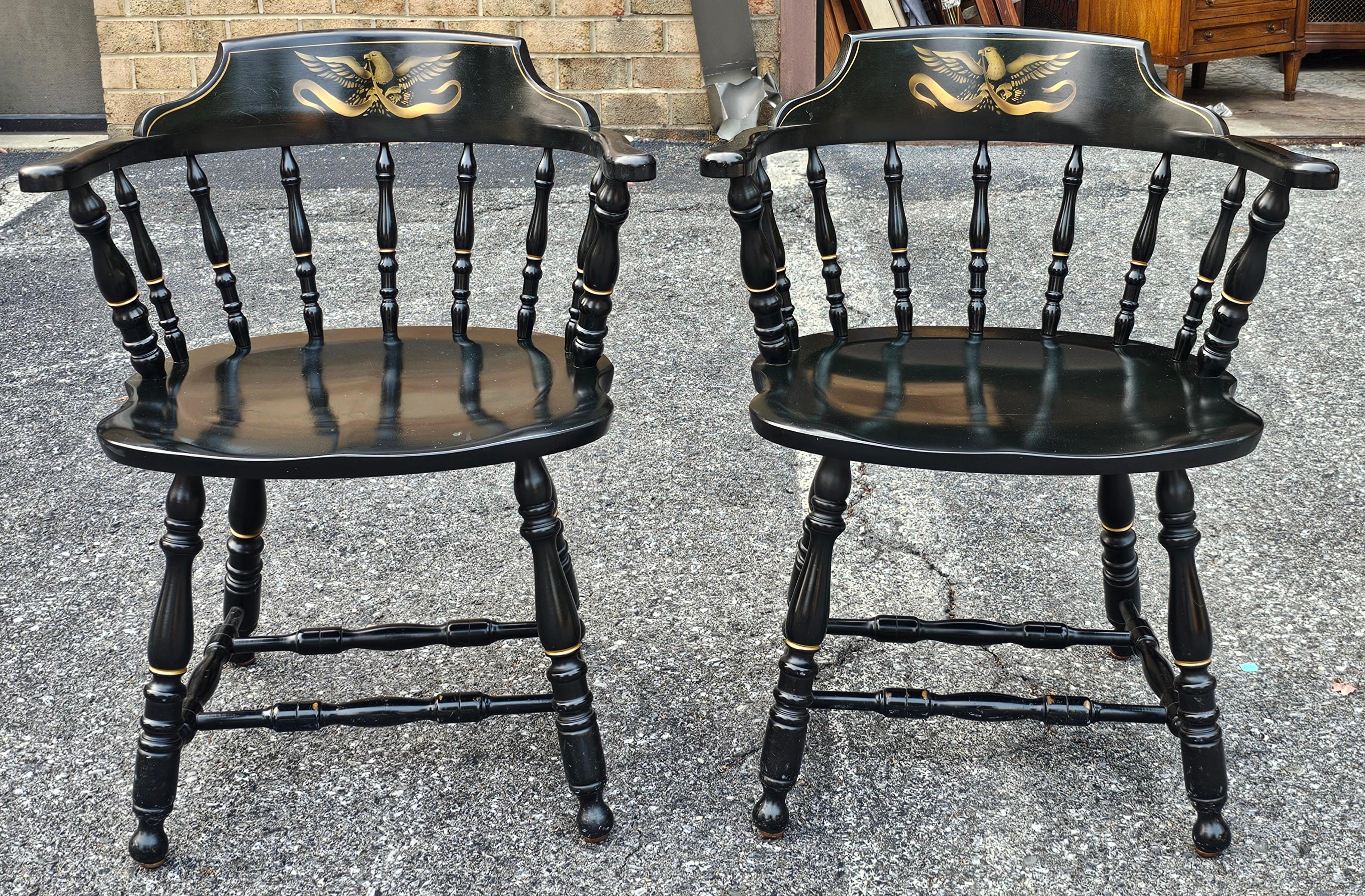 Other Set of Four S. Bent & Bros. Ebonized and Eagle Gilt Stencil Windsor Chairs For Sale