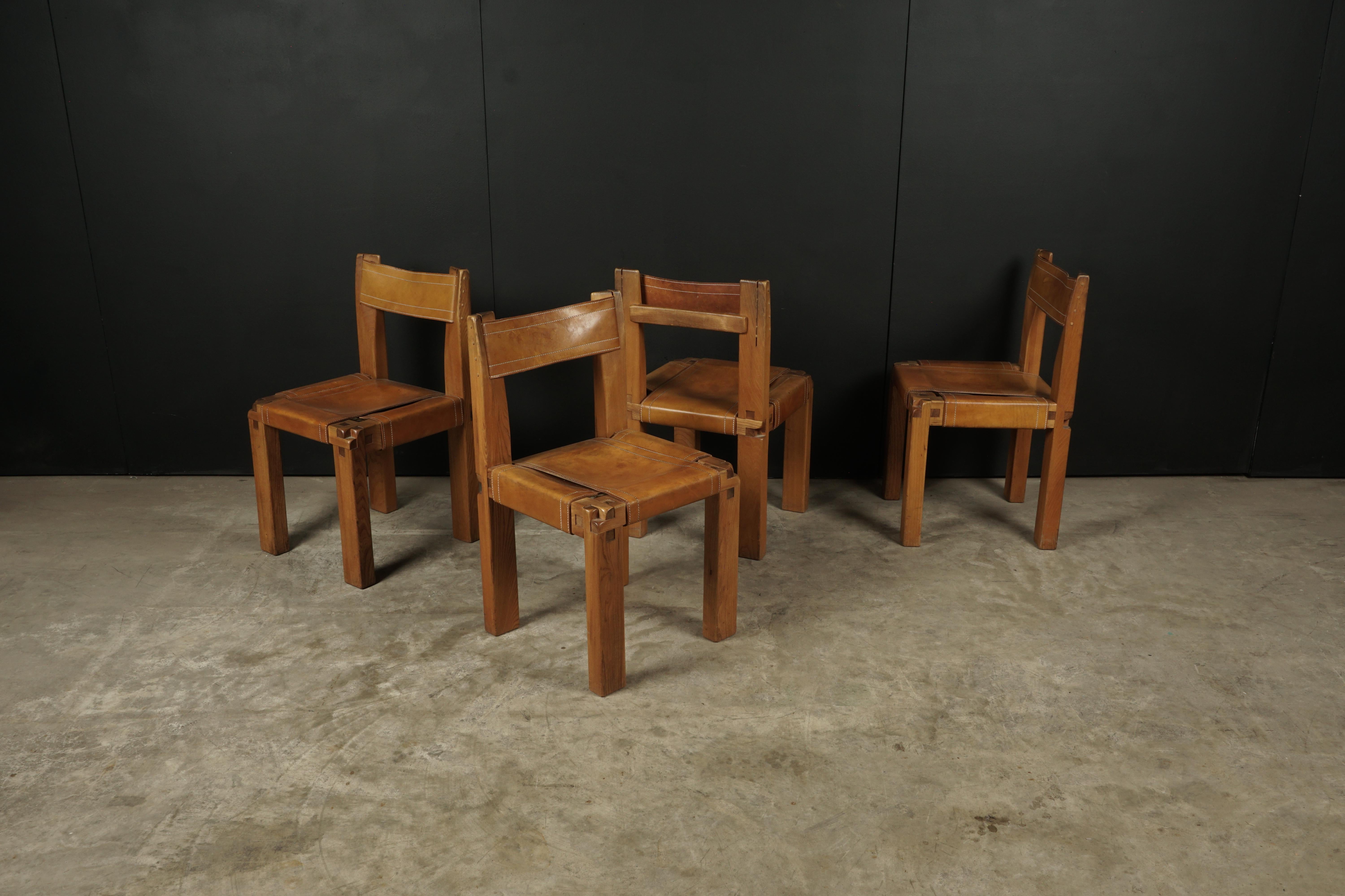 Set of Four S11 Chairs by Pierre Chapo, France, circa 1960 In Good Condition In Nashville, TN