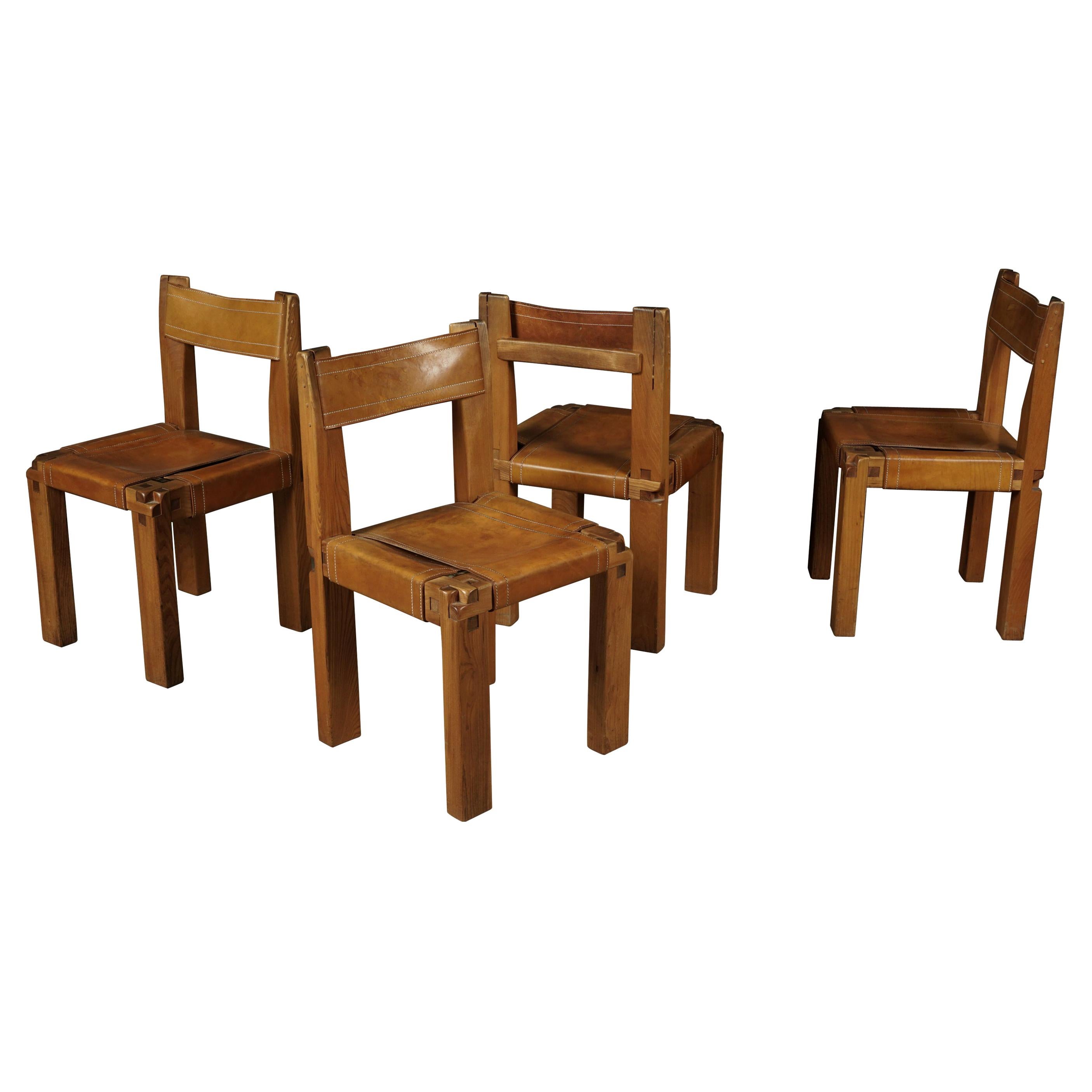 Set of Four S11 Chairs by Pierre Chapo, France, circa 1960