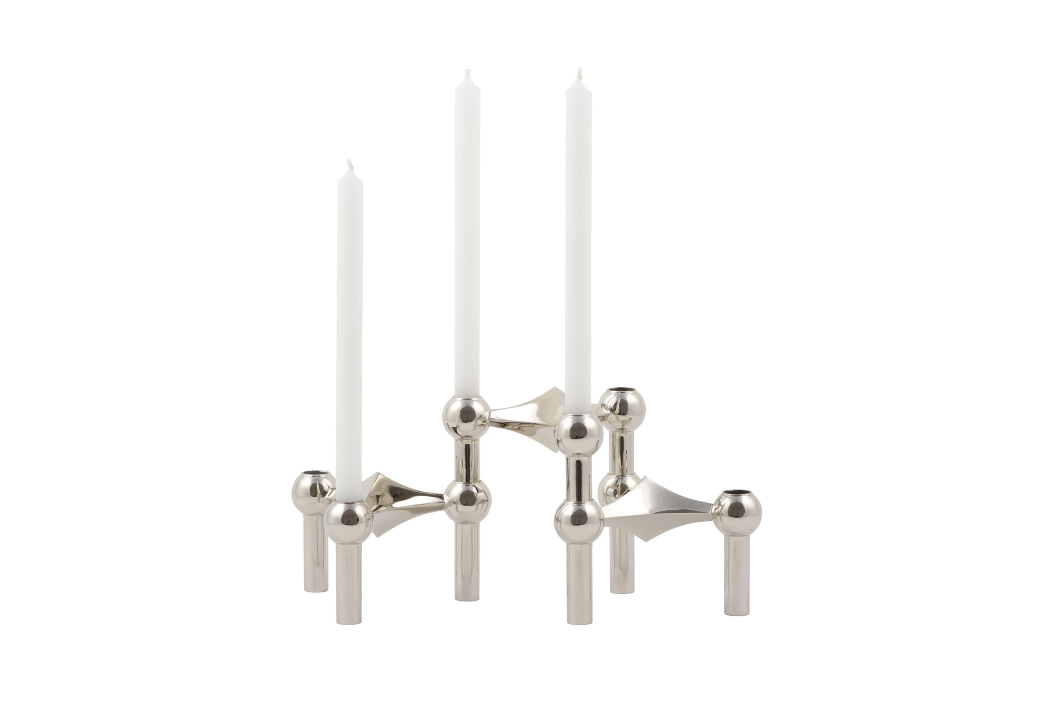 German Set of Four S22 Chrome-Plated Nagel and Stoffi Modular Candleholders by BMF