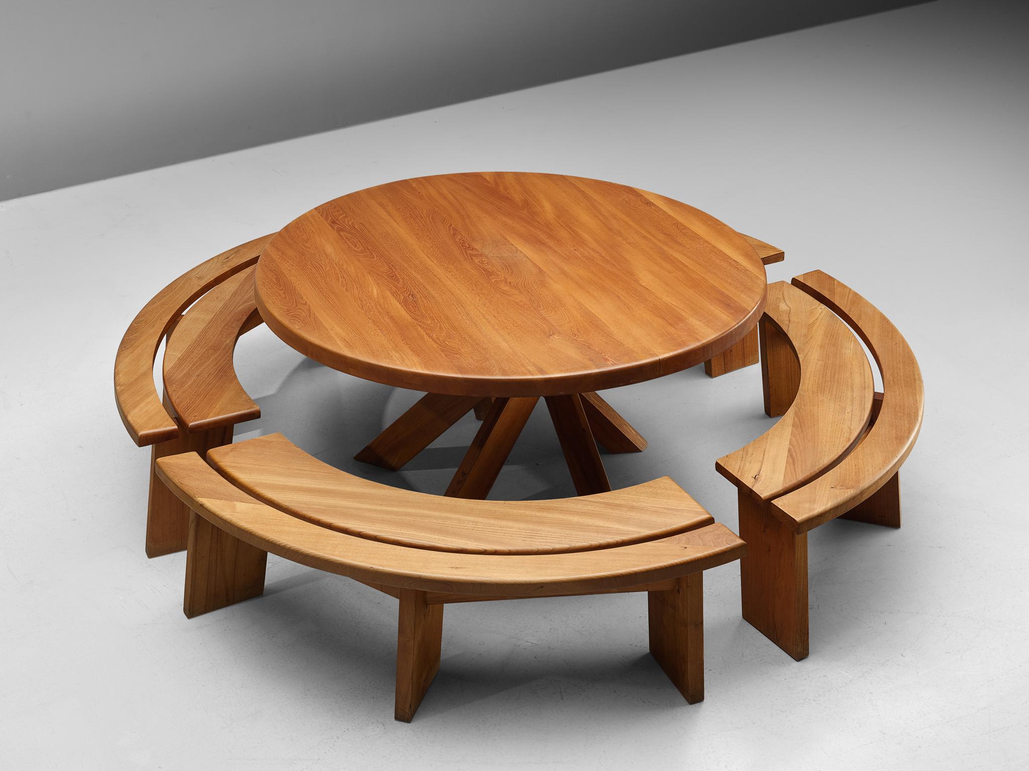 Mid-20th Century Set of Four 'S38A' Benches by Pierre Chapo