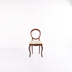 Set Of Four Salon/Dining Chairs In Rococo Style, Mahogany & Light Floral Fabric