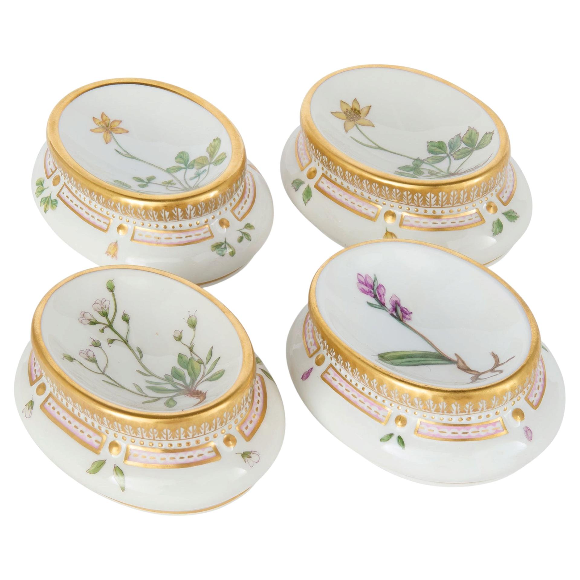 Set of Four Salt Cellars Royal Copenhagen ‘Flora Danica’ Porcelain