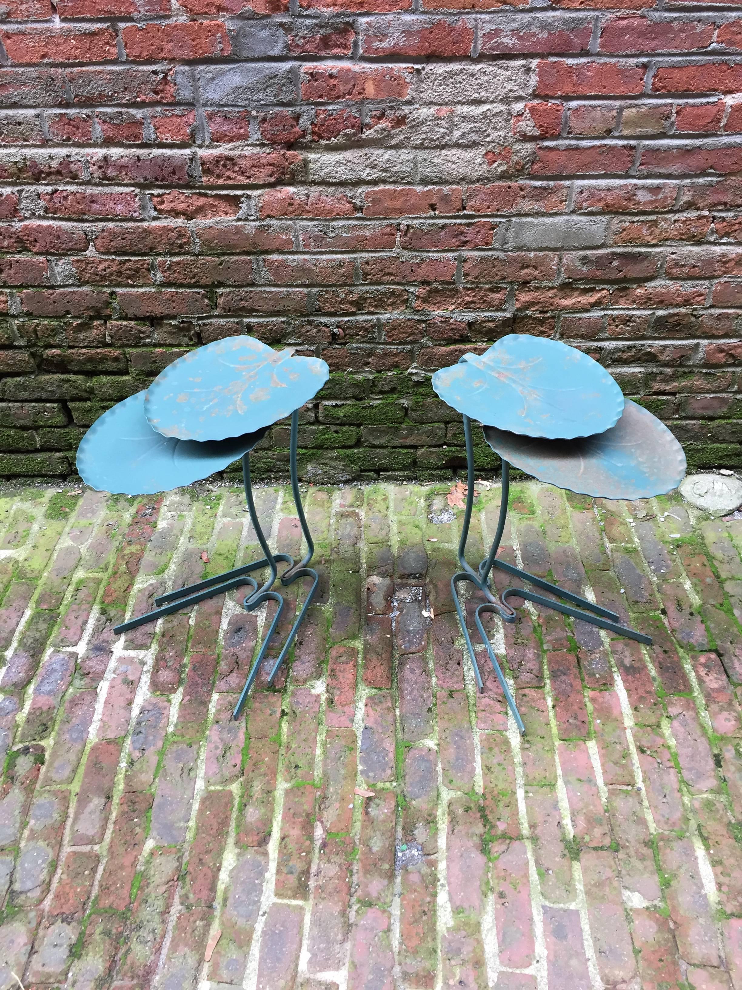 American Set of Four Salterini Nesting Outdoor Leaf Tables