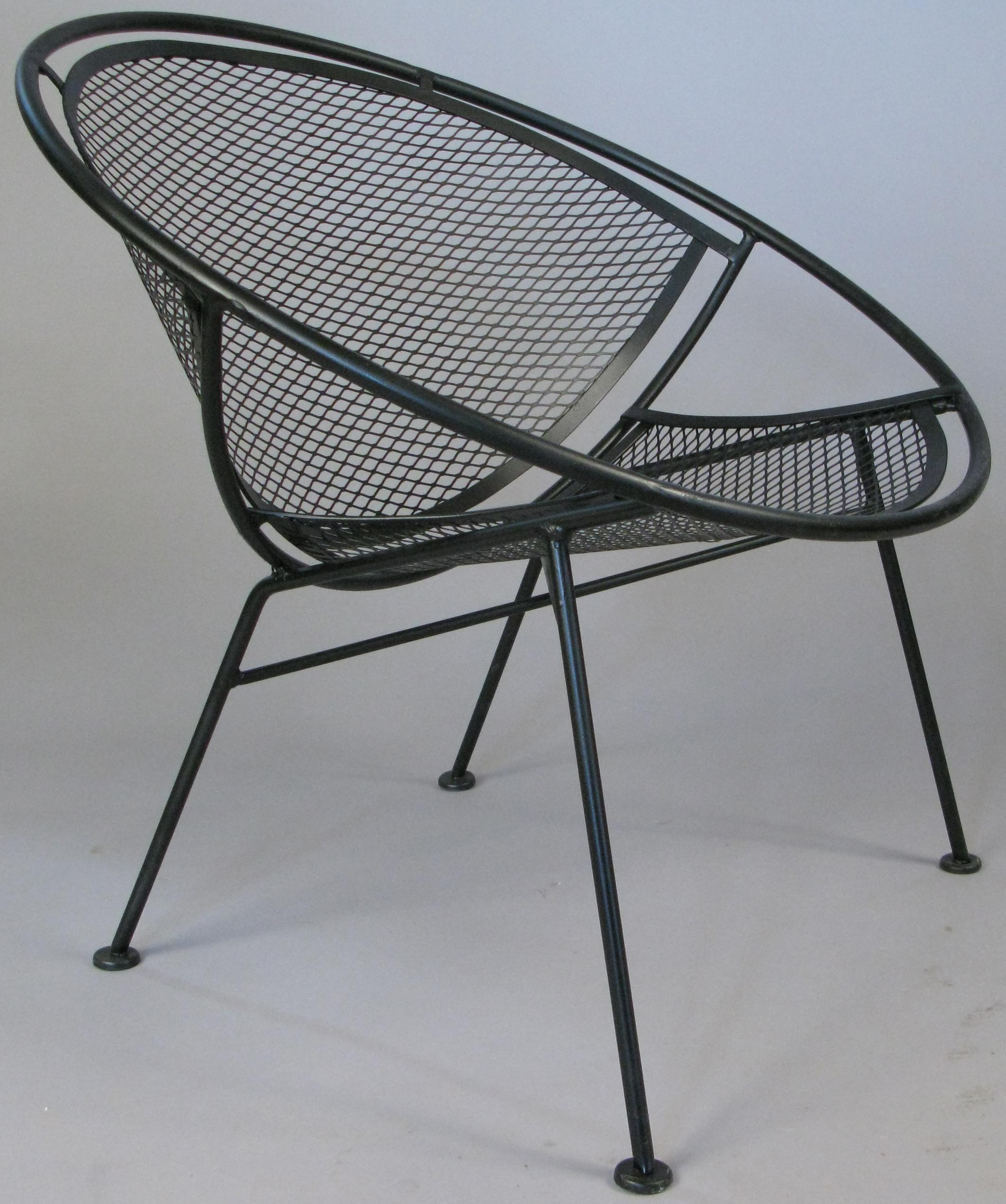 Set of Four Salterini Radar 1950's Wrought Iron Lounge Chairs In Good Condition In Hudson, NY