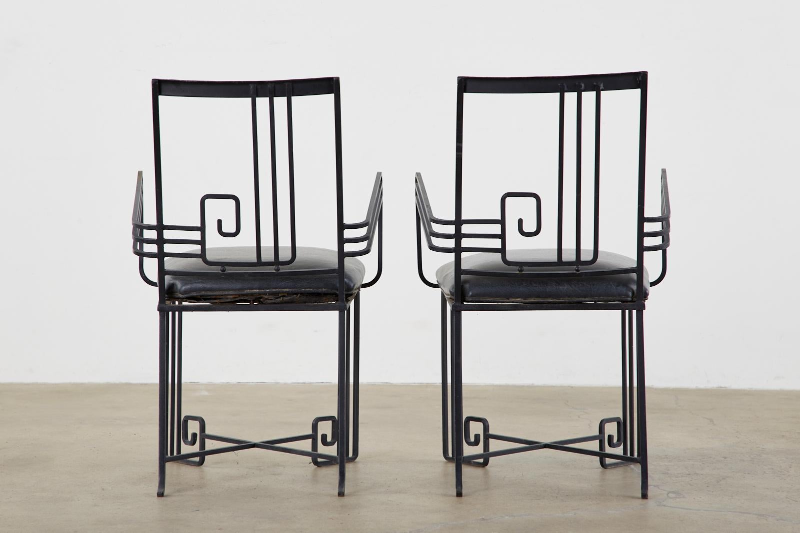 Set of Four Salterini Style Greek Key Garden Patio Chairs 13