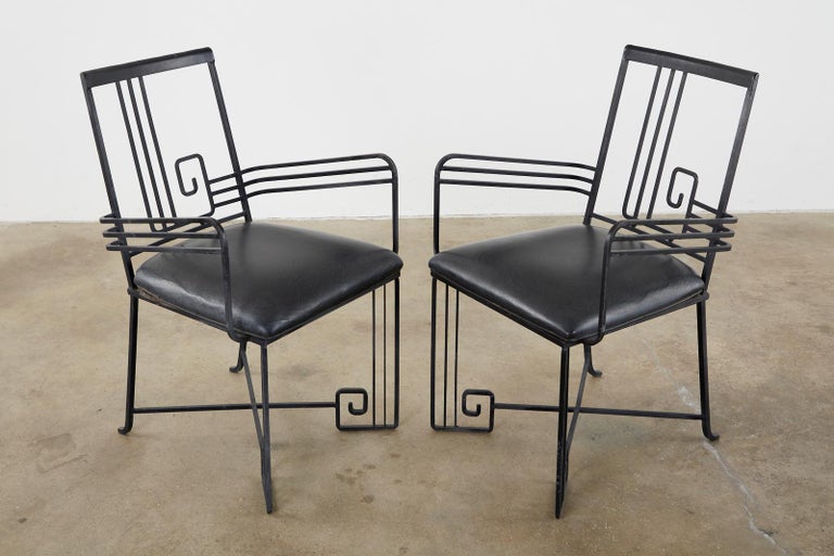 Set of Four Salterini Style Greek Key Garden Patio Chairs at 1stDibs