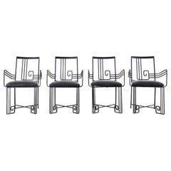 Set of Four Salterini Style Greek Key Garden Patio Chairs