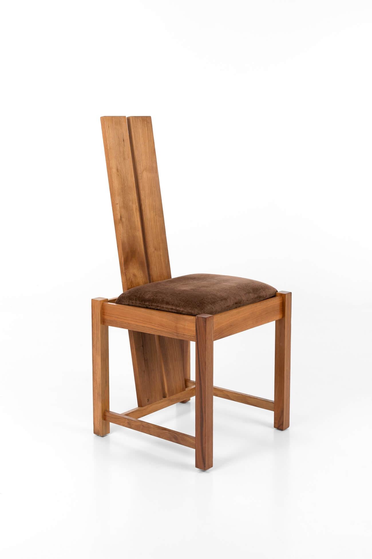 Mid-Century Modern Set of Four Samuel Chan Alba Dining Chairs in Solid Walnut, Early 20th Century For Sale