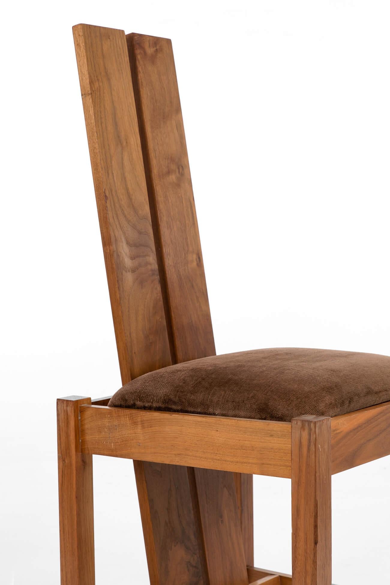 Set of Four Samuel Chan Alba Dining Chairs in Solid Walnut, Early 20th Century In Good Condition For Sale In Faversham, GB