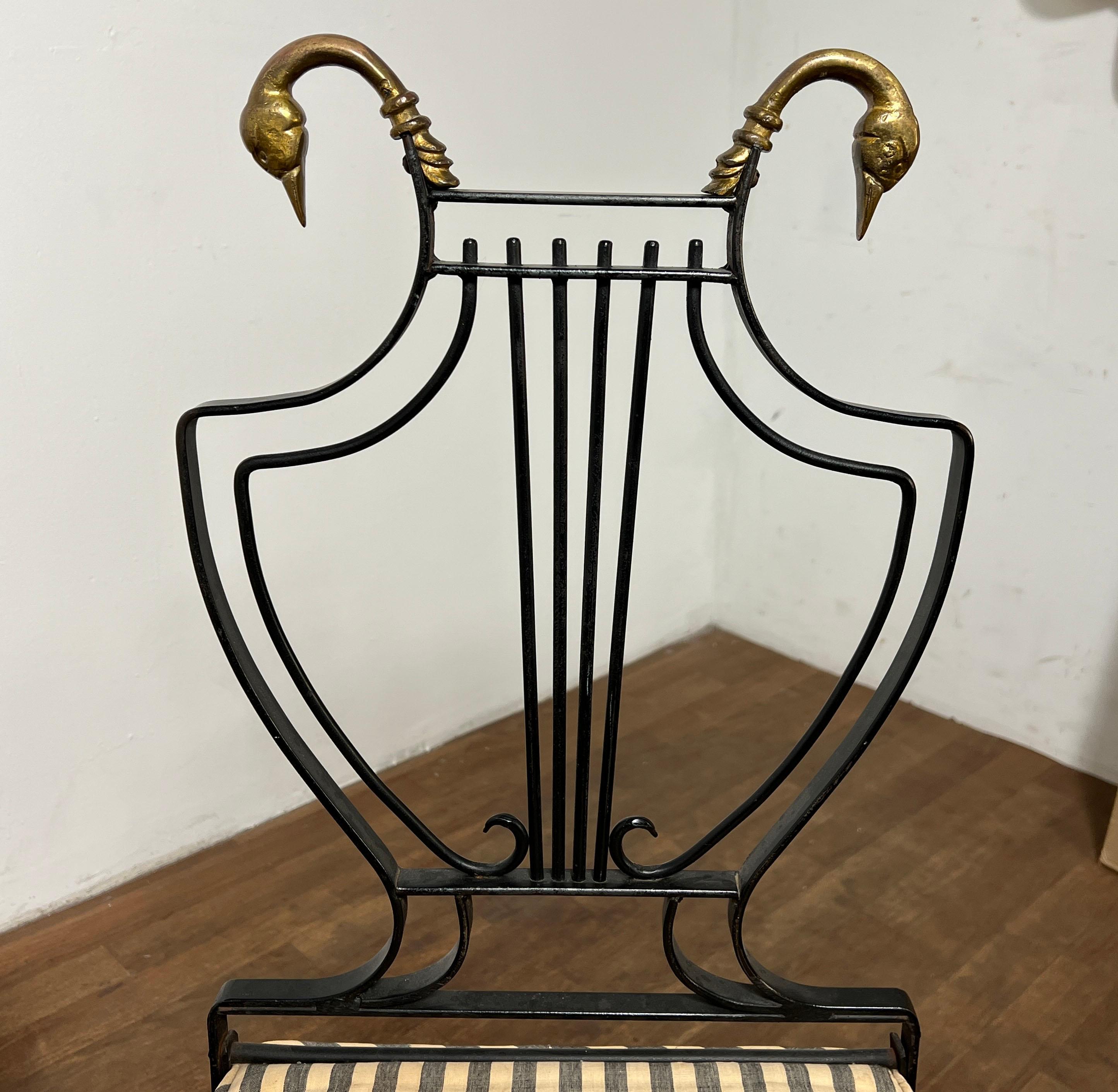 Set of Four Samuel Copelon Swan & Lyre Back Dining Chairs In Good Condition For Sale In Peabody, MA