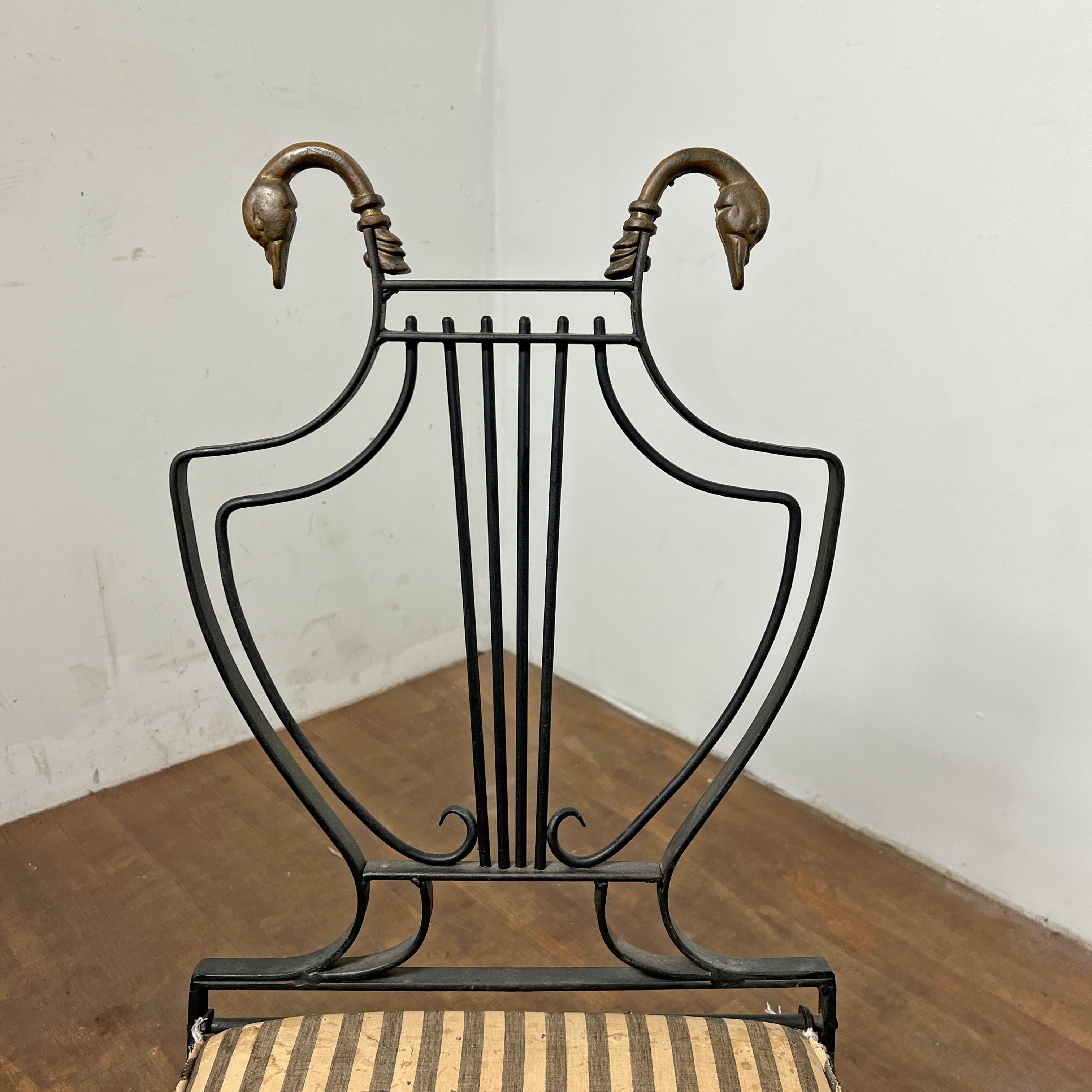 Mid-20th Century Set of Four Samuel Copelon Swan & Lyre Back Dining Chairs For Sale