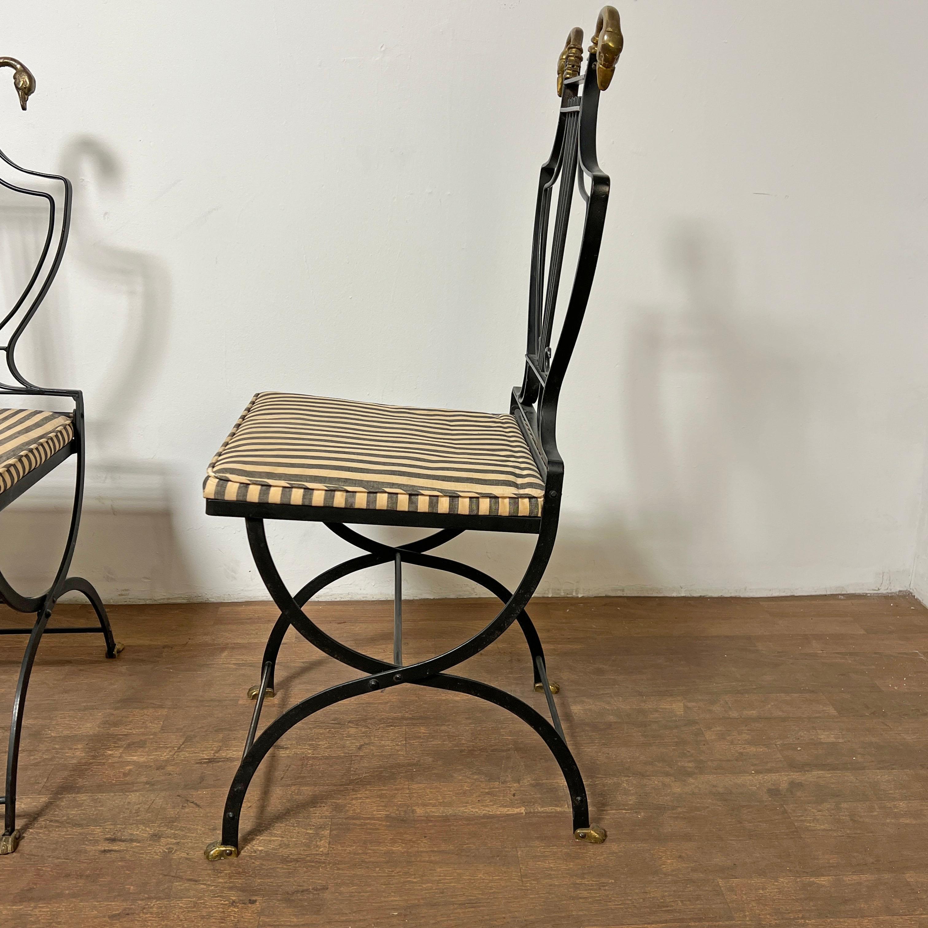 Set of Four Samuel Copelon Swan & Lyre Back Dining Chairs For Sale 1