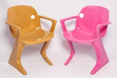 Set of Four Sand Pink Purple and Red Kangaroo Chairs, Ernst Moeckl, Germany 1960
