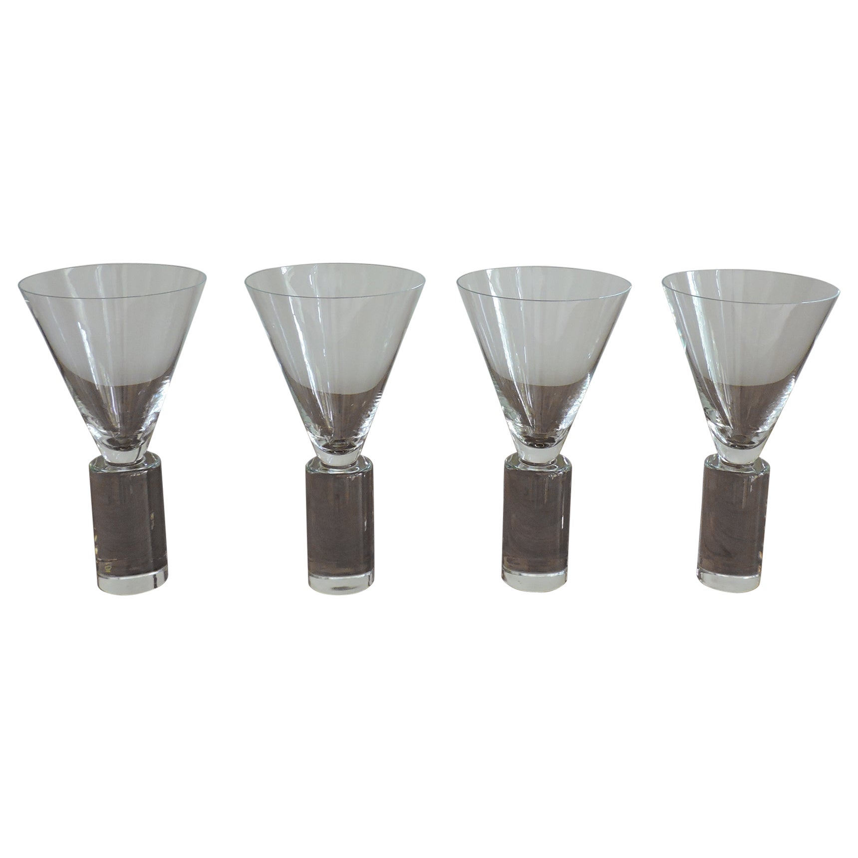 Set of Four Sasaki Japan Colonnade Modern Clear Crystal Glasses Goblets