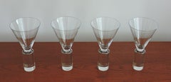 Set of Four Sasaki Japan Colonnade Modern Clear Crystal Glasses Goblets