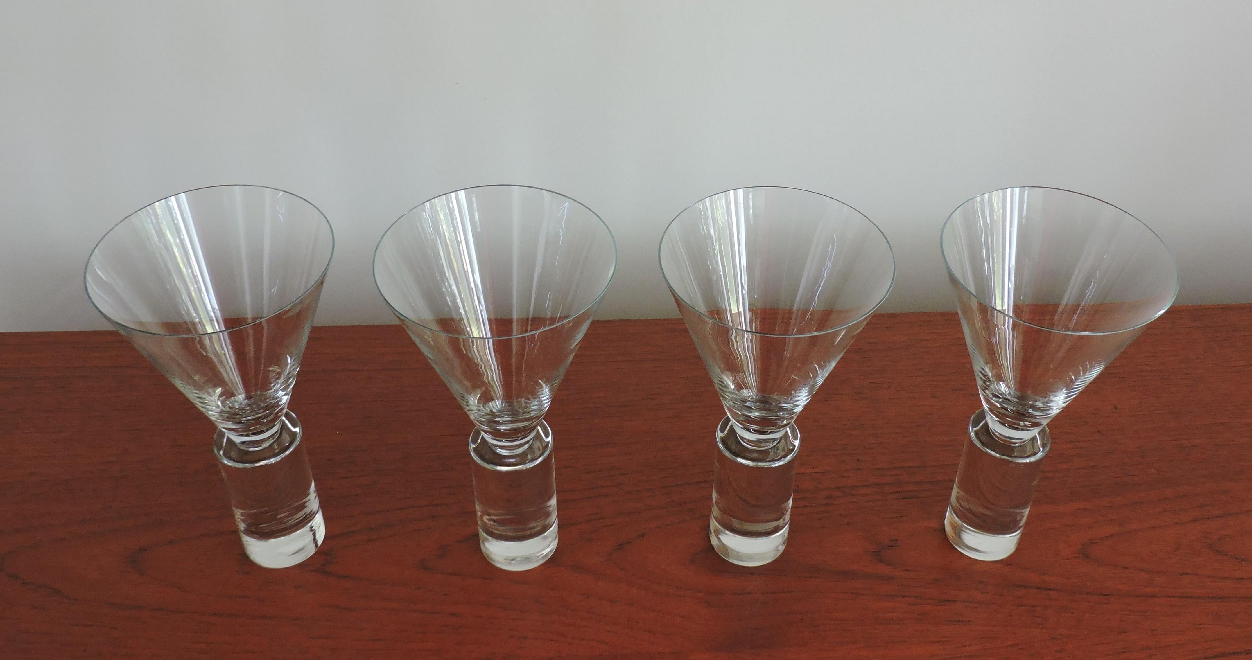Set of Four Sasaki Japan Colonnade Modern Clear Crystal Glasses Goblets 1