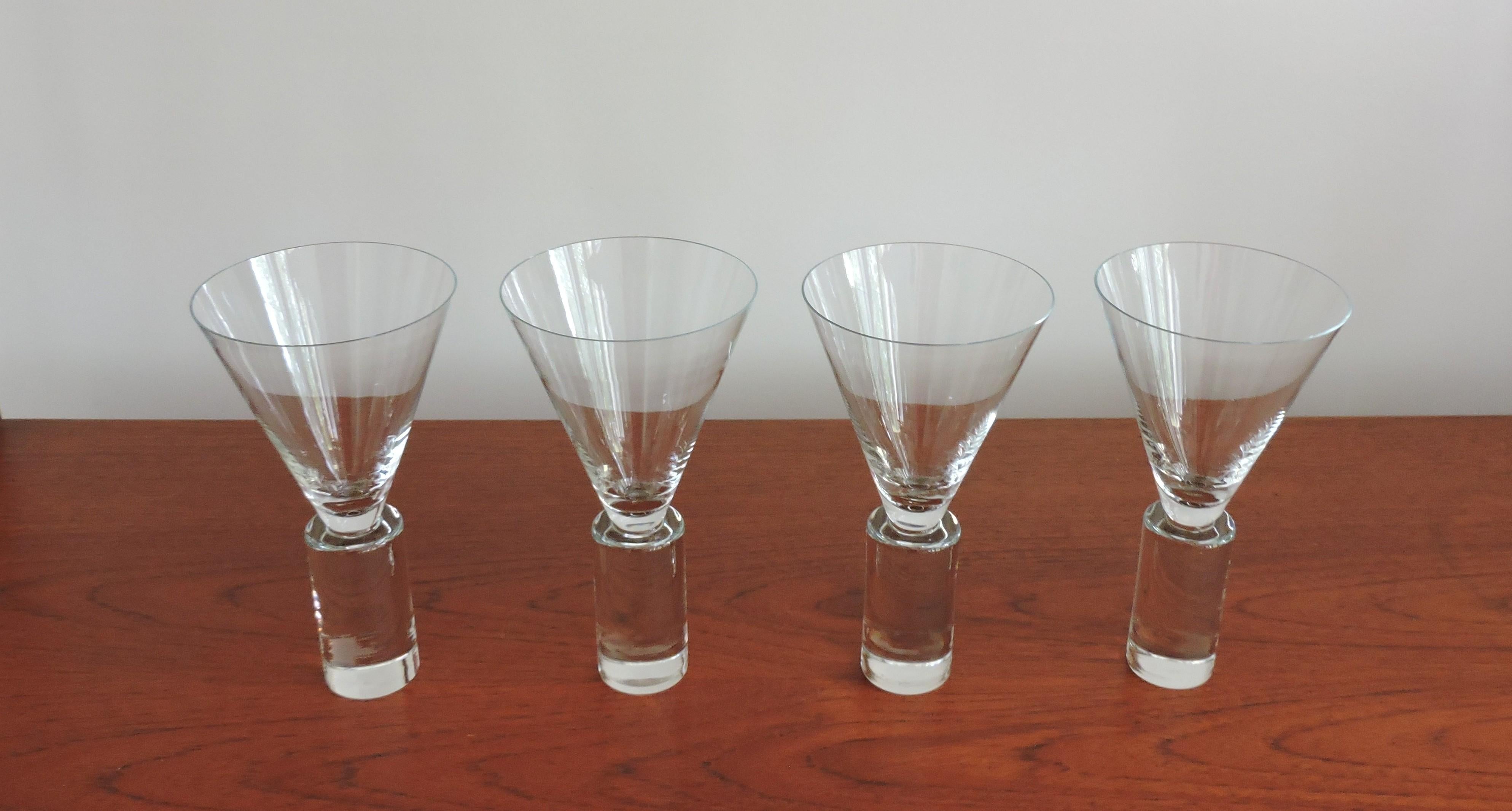Set of Four Sasaki Japan Colonnade Modern Clear Crystal Glasses Goblets 2