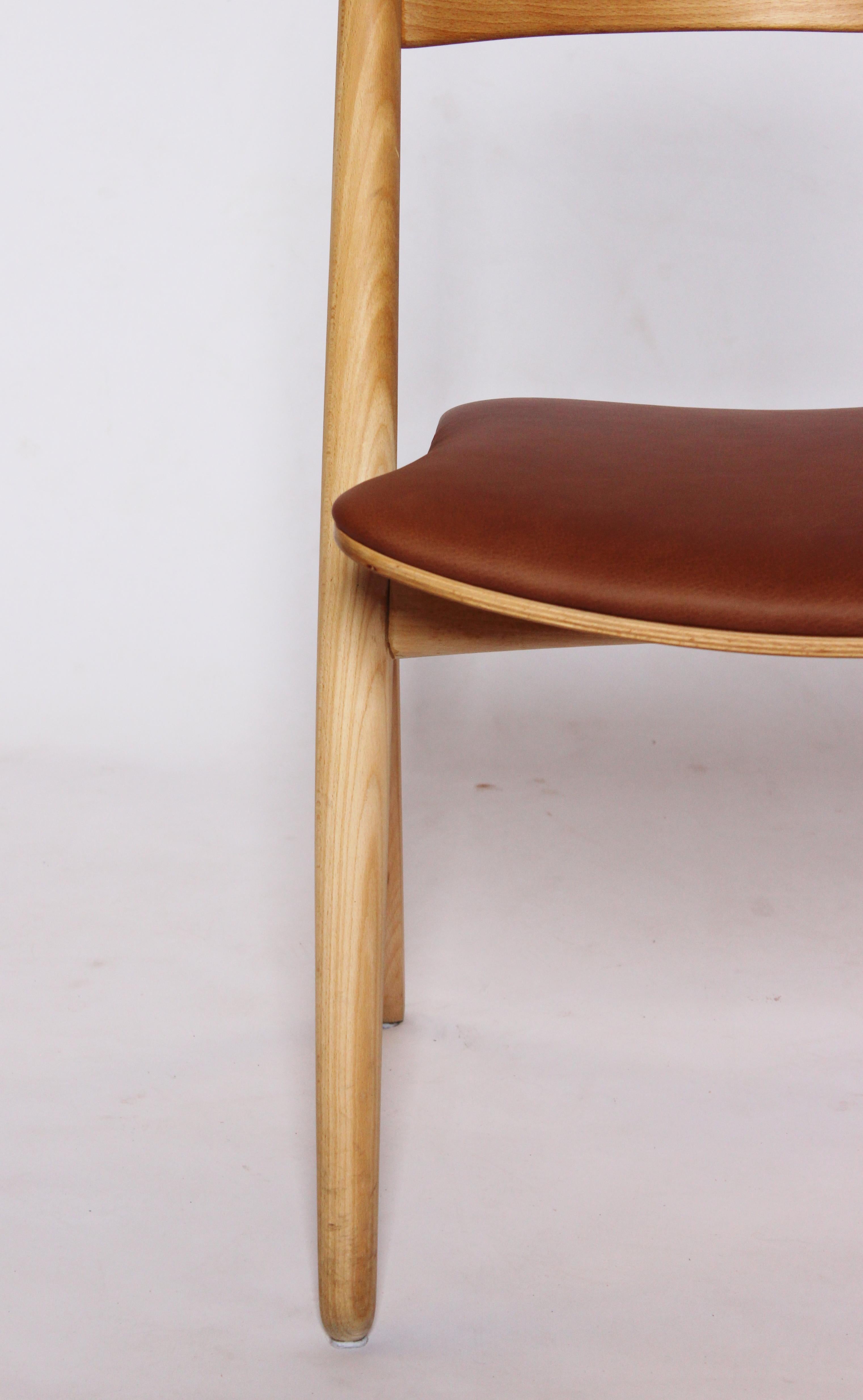 Leather Set of Four Sawbuck Chairs, CH24 by Hans J. Wegner and Carl Hansen & Son, 1970s