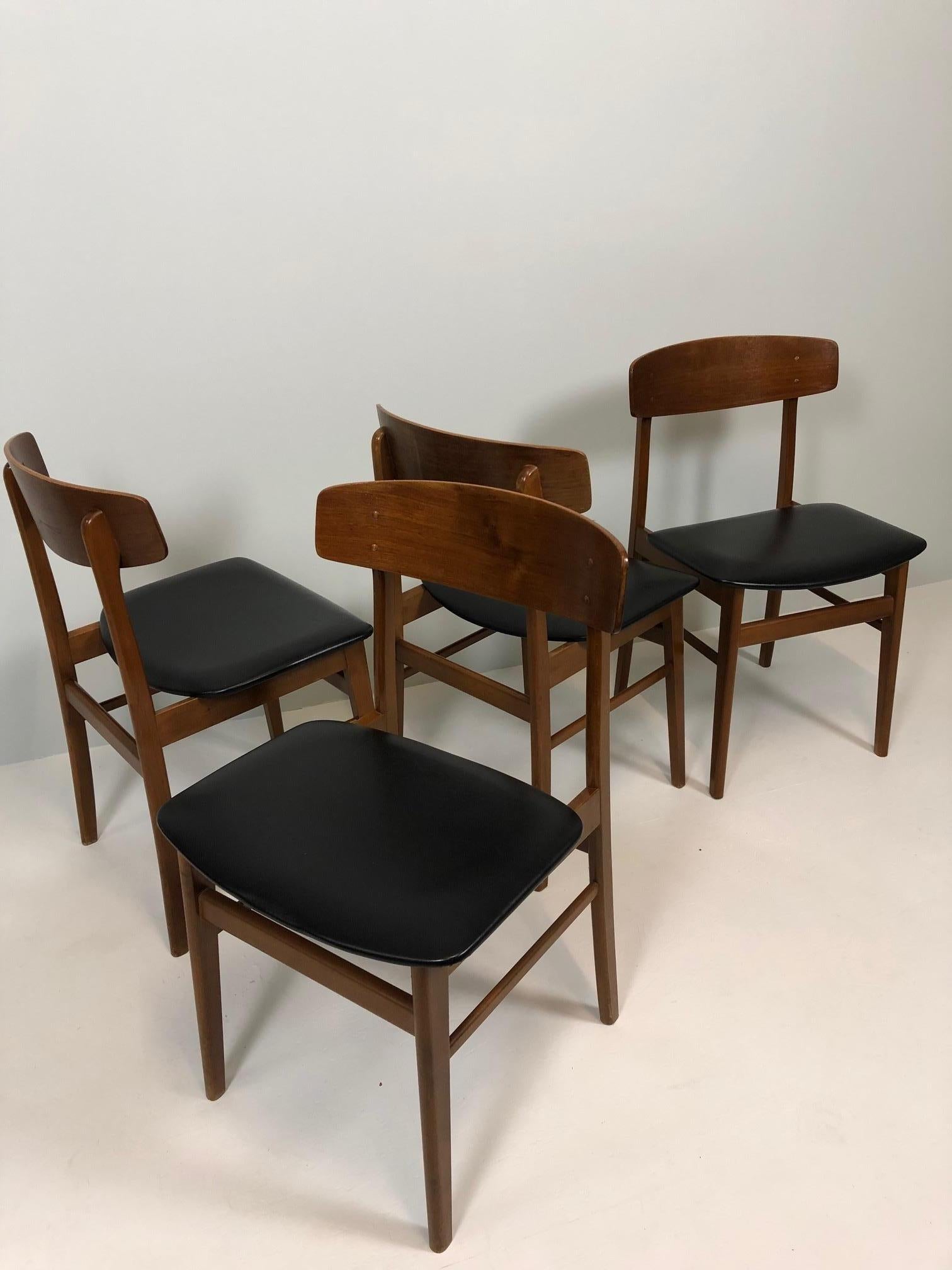 Mid-Century Modern Set of Four Sax Denmark Teak Dinning Chairs, 1960