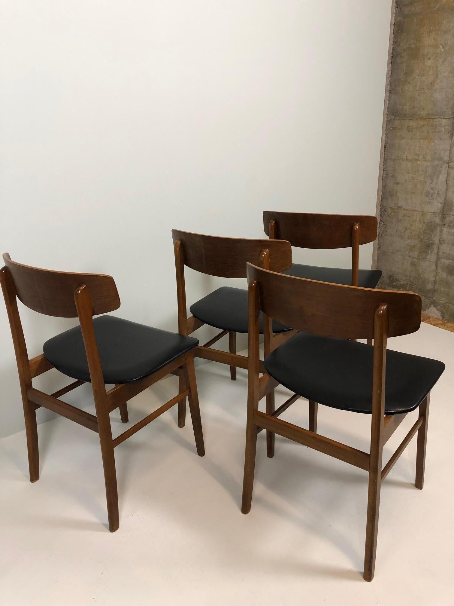 Danish Set of Four Sax Denmark Teak Dinning Chairs, 1960