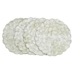 Set of Four Scalloped Capiz Shell Placemats with Cork Backs