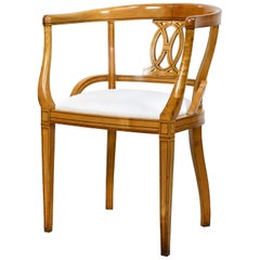 Set of Four Scandinavian Biedermeier Armchairs in Birch, circa 1830