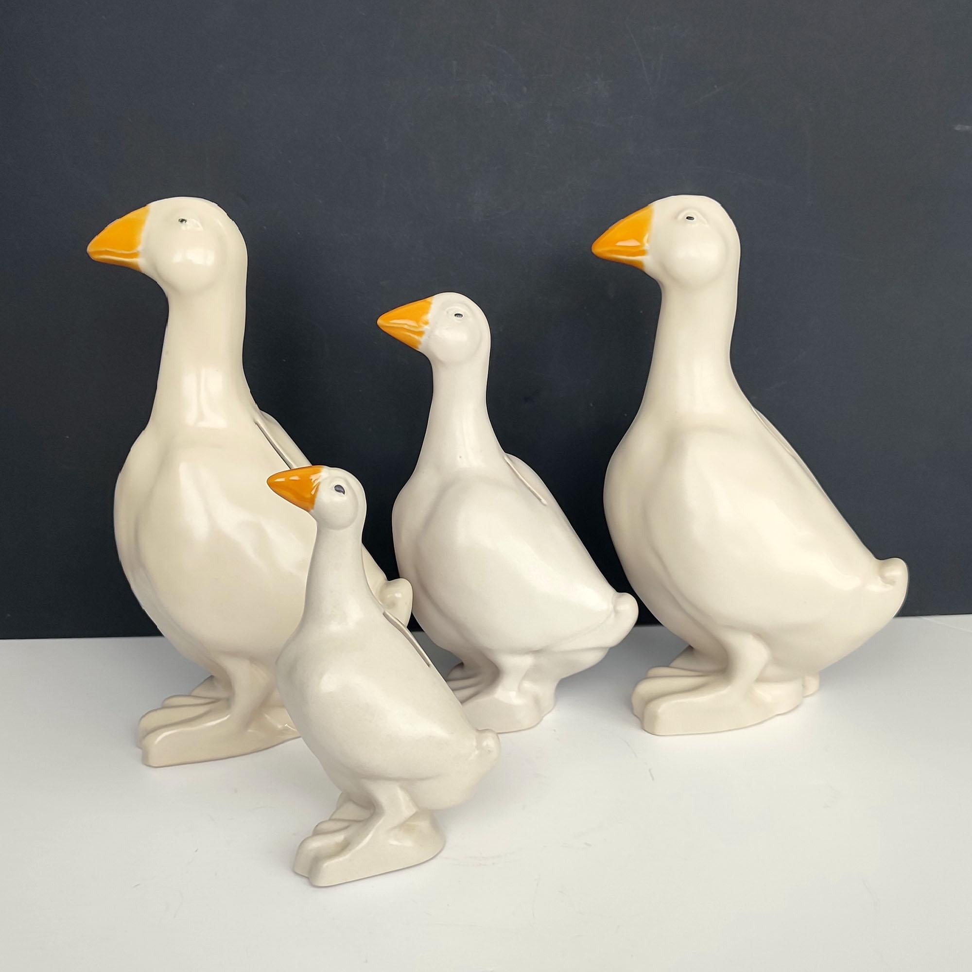 Swedish Set of Four Scandinavian Ceramic Goose Money Banks, Höganäs Keramik Sweden 1990s For Sale