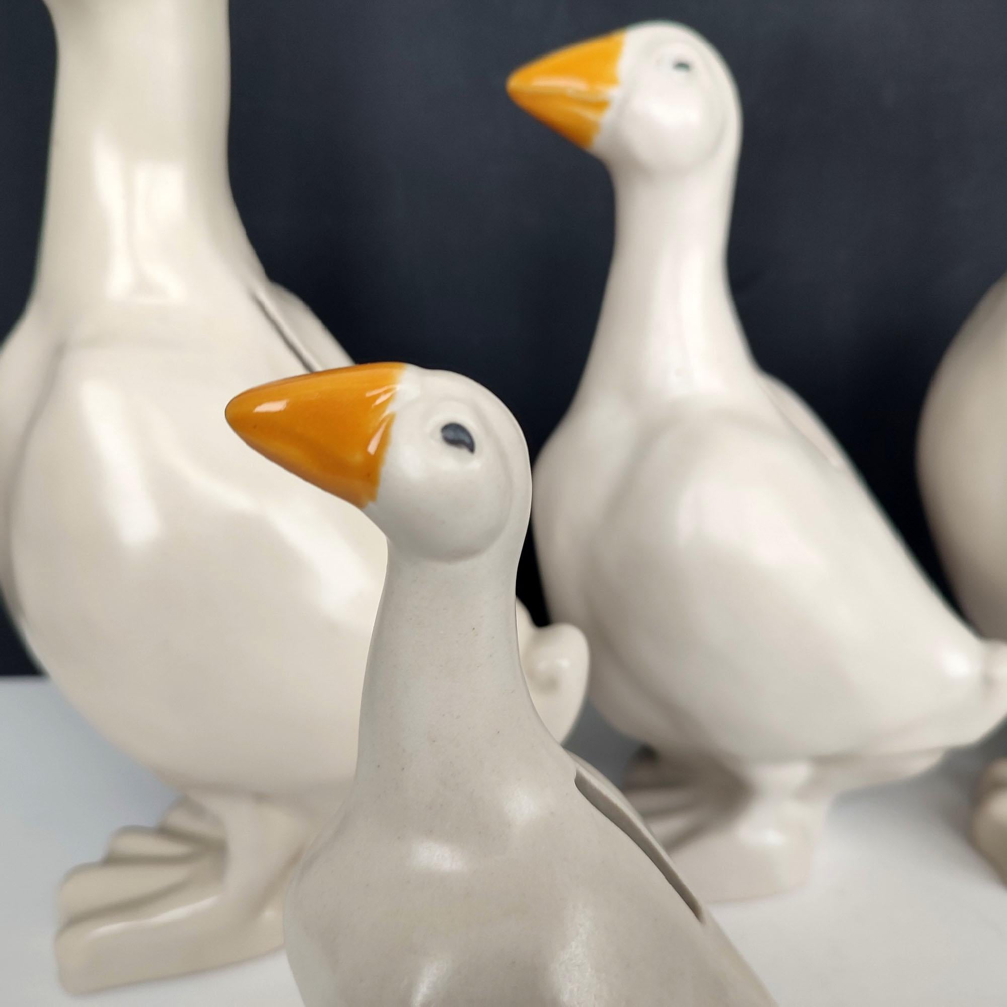 Glazed Set of Four Scandinavian Ceramic Goose Money Banks, Höganäs Keramik Sweden 1990s For Sale