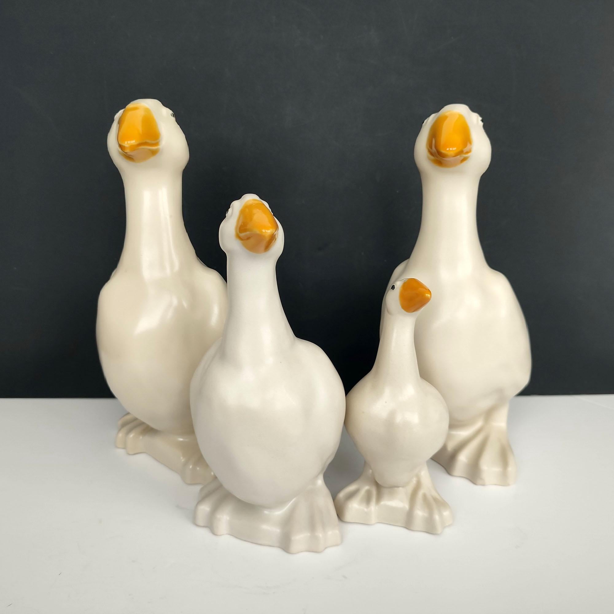 Late 20th Century Set of Four Scandinavian Ceramic Goose Money Banks, Höganäs Keramik Sweden 1990s For Sale