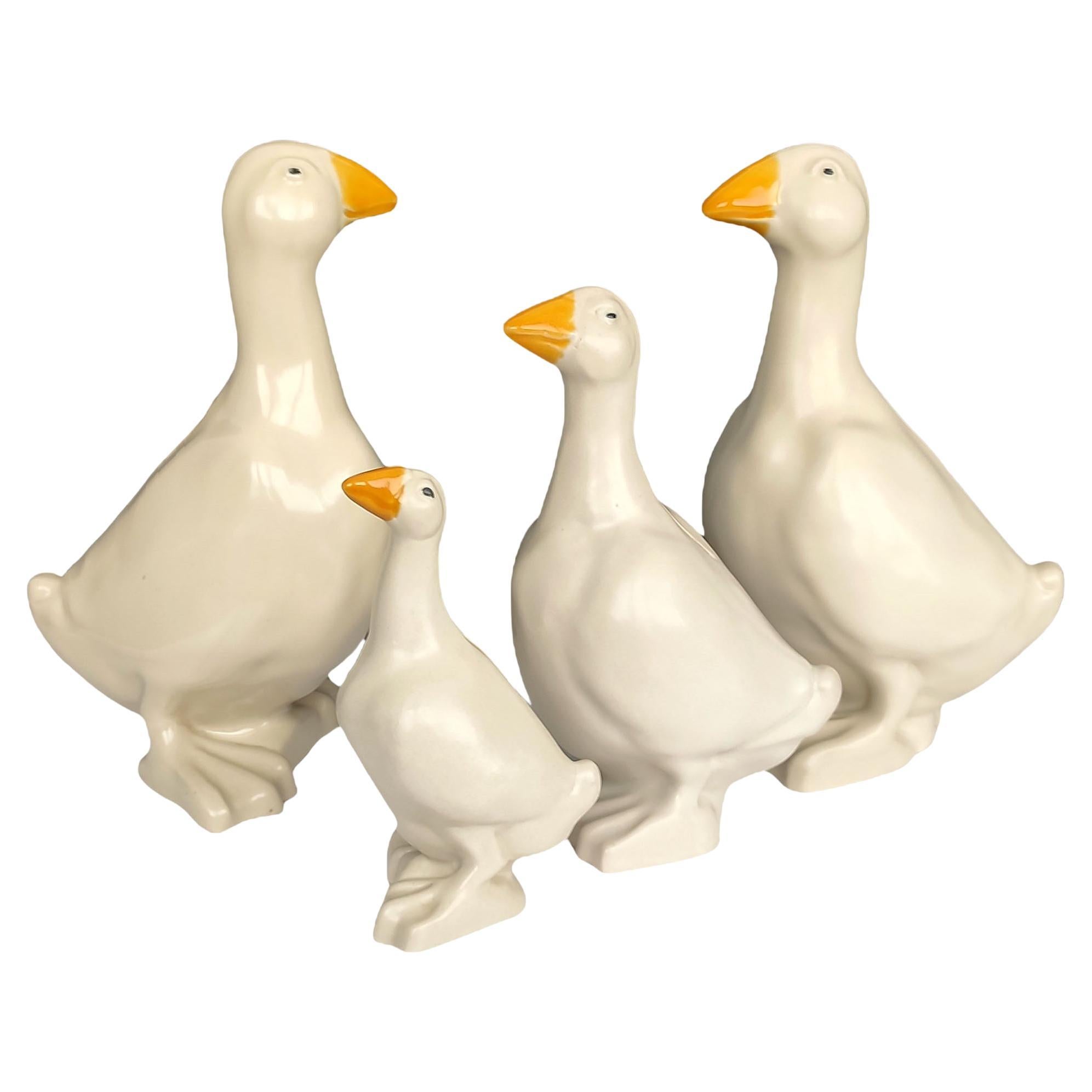 Set of Four Scandinavian Ceramic Goose Money Banks, Höganäs Keramik Sweden 1990s For Sale