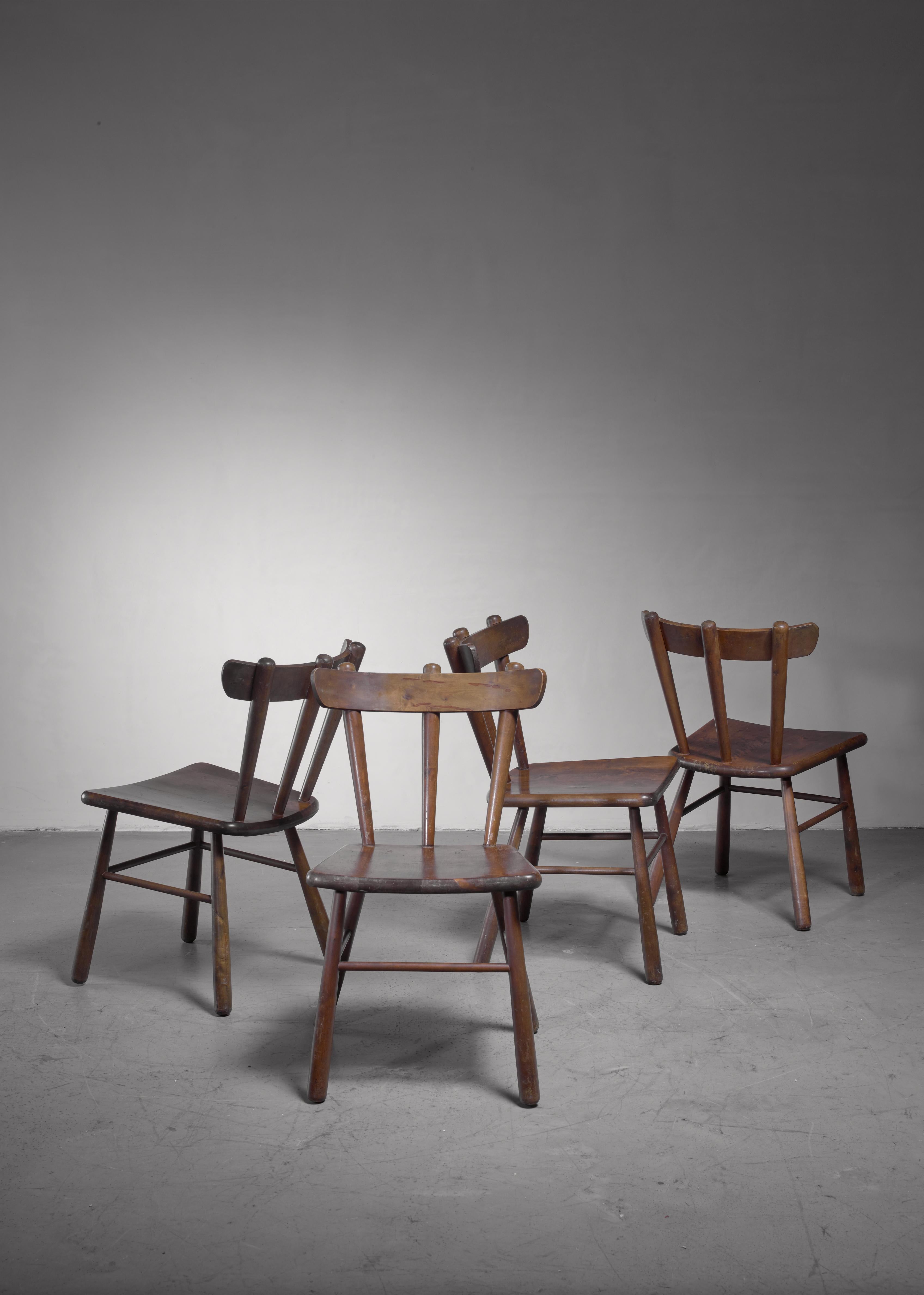 Swedish Set of Four Scandinavian Dining Chairs For Sale