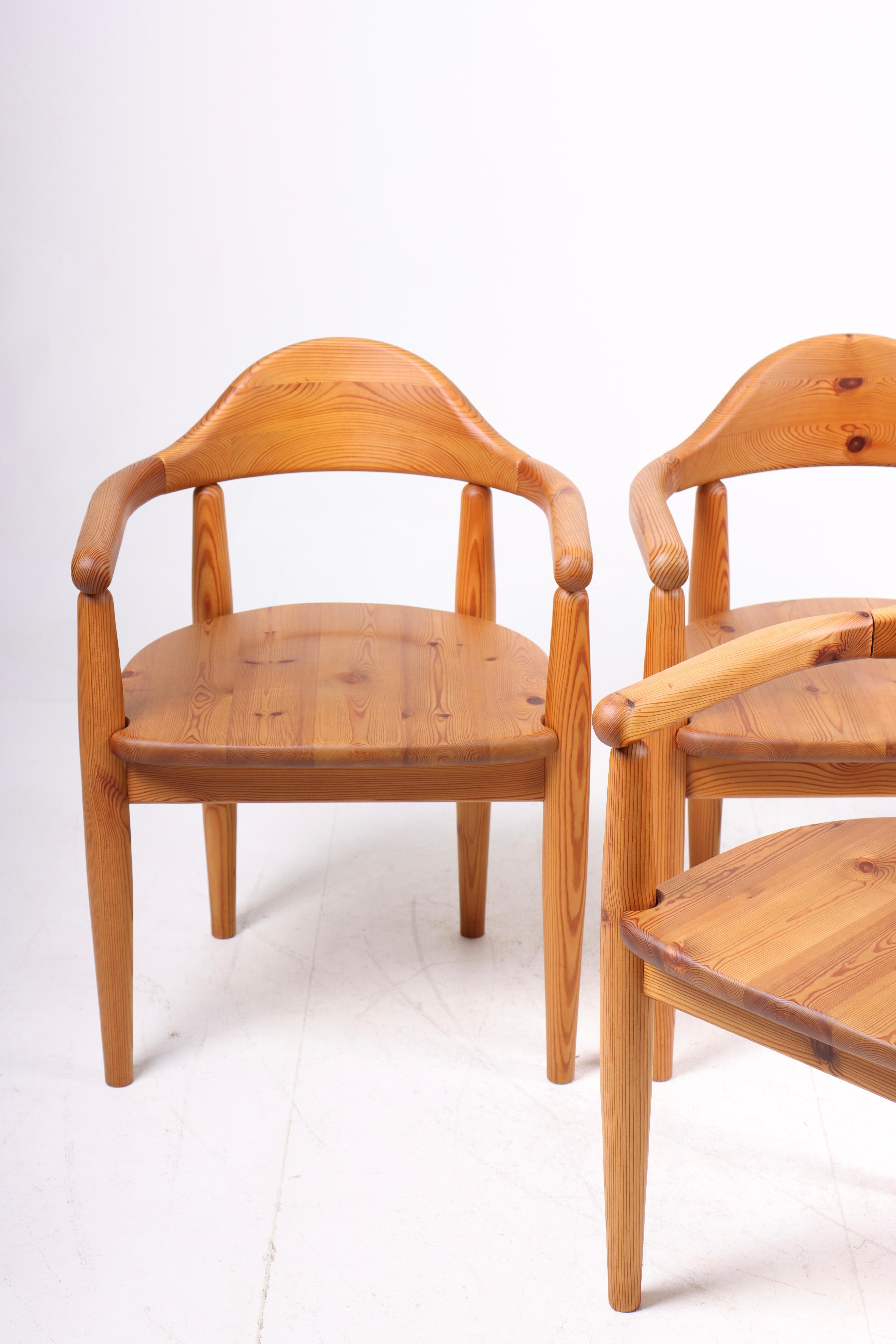 Set of Four Scandinavian Dining Chairs in Solid Pine, 1970s For Sale 8