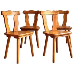 Set of Four scandinavian laquered pine dining chairs