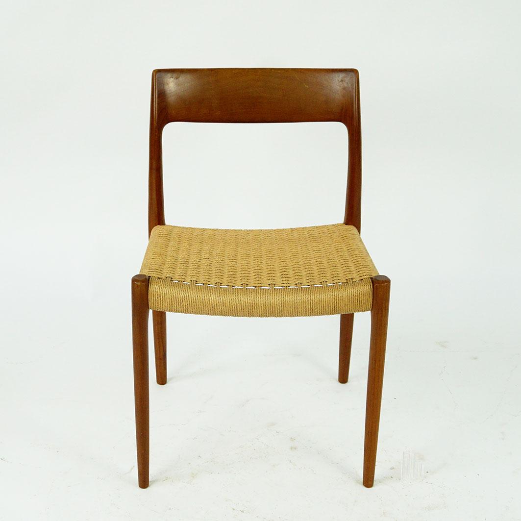 Set of four Scandinavian Mod. 77 Teak Dining  Chairs by N.O. Moller Denmark 3
