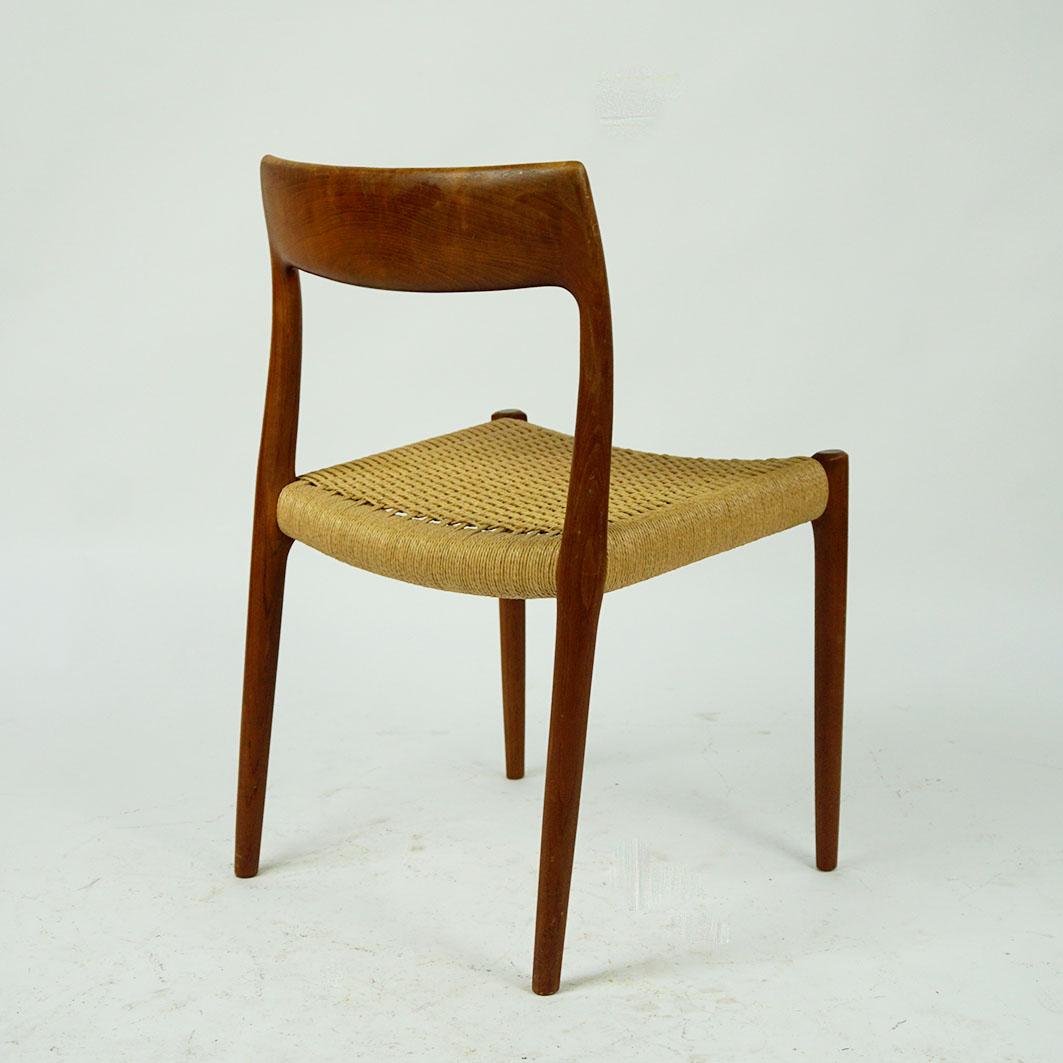 Set of four Scandinavian Mod. 77 Teak Dining  Chairs by N.O. Moller Denmark 7