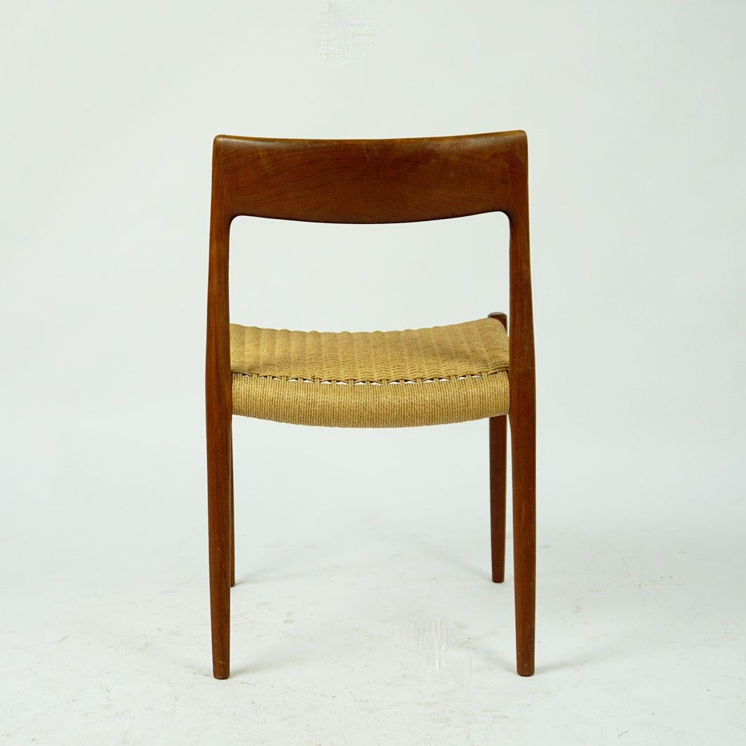 Set of four Scandinavian Mod. 77 Teak Dining  Chairs by N.O. Moller Denmark 8