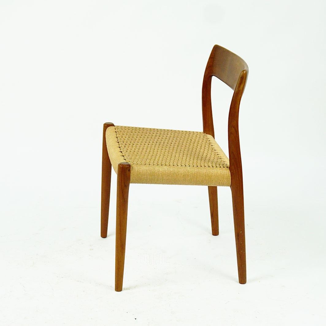 Set of four Scandinavian Mod. 77 Teak Dining  Chairs by N.O. Moller Denmark 9