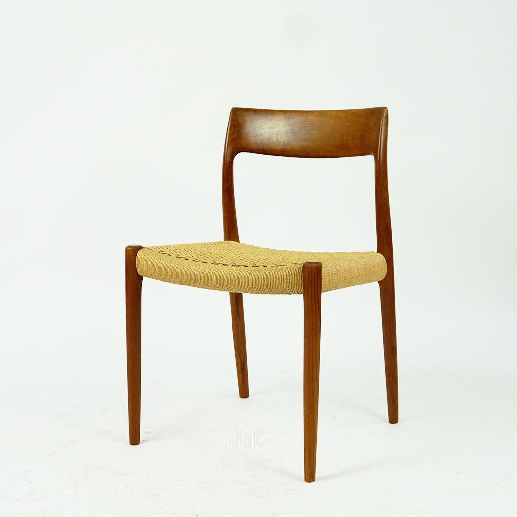 Set of four Scandinavian Mod. 77 Teak Dining  Chairs by N.O. Moller Denmark 10