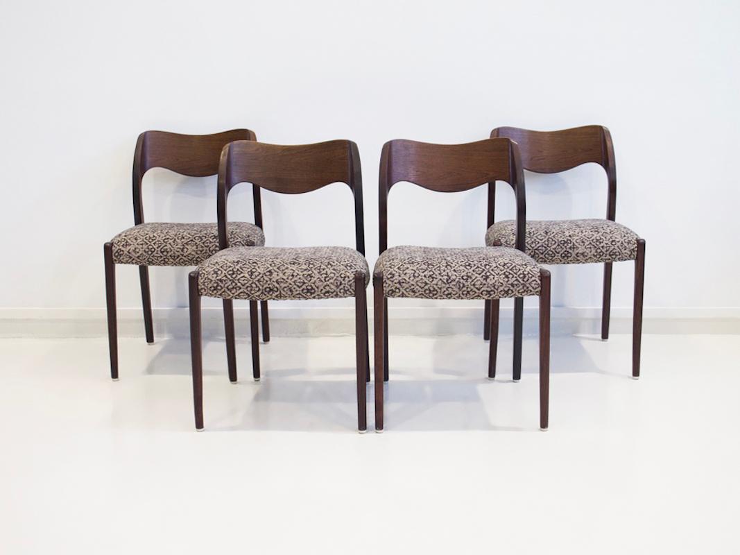 Danish Set of Four Scandinavian Modern Niels O. Møller Model 71 Wooden Chairs