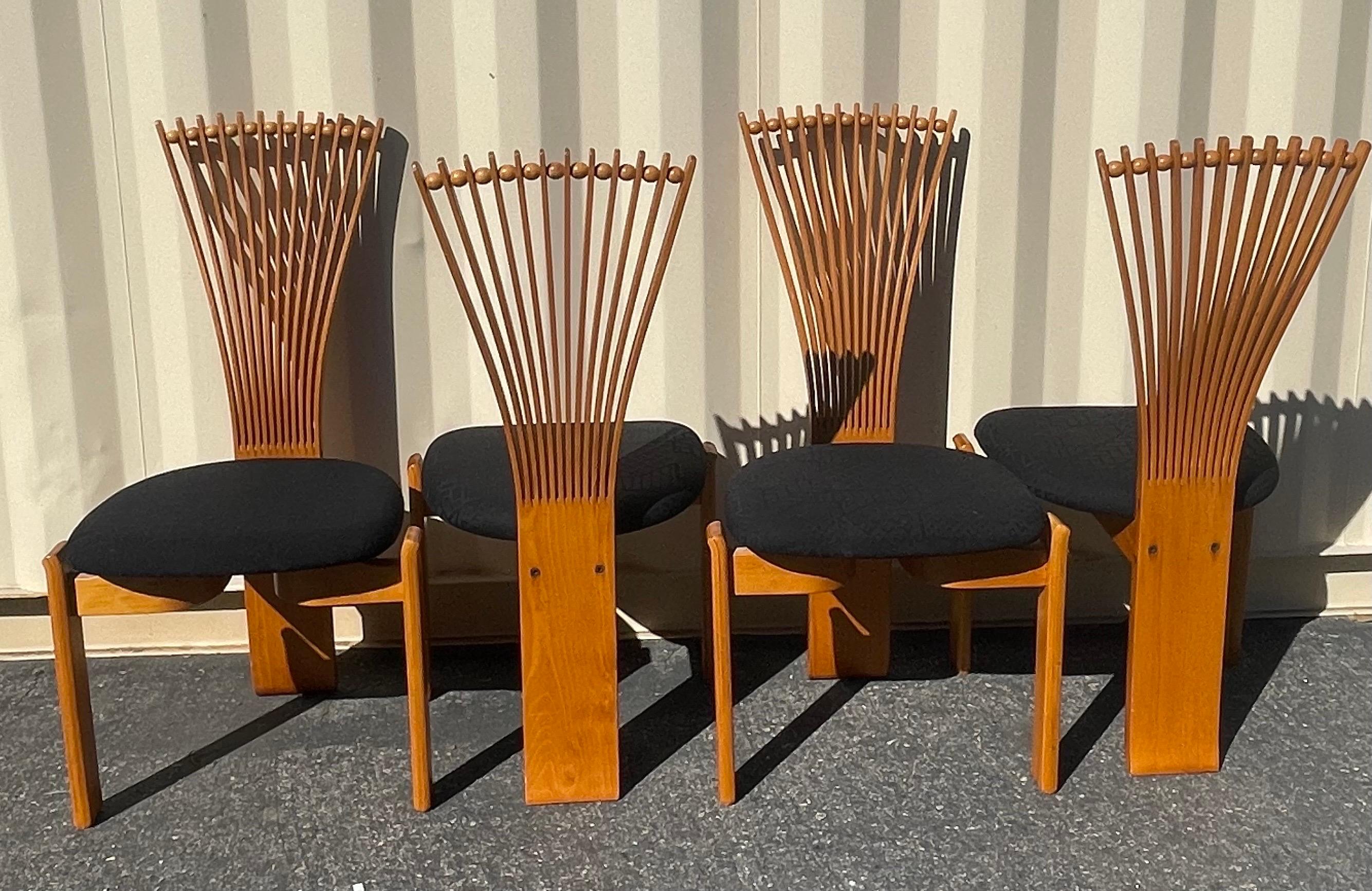 Set of Four Scandinavian Modern Teak Totem Dining Chairs by Torstein Nilsen In Good Condition For Sale In San Diego, CA