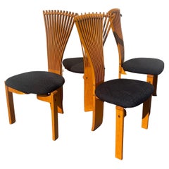 Antique Set of Four Scandinavian Modern Teak Totem Dining Chairs by Torstein Nilsen