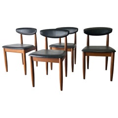 Lot de quatre chaises de salle à manger Schreiber en similicuir noir, avec dossier flottant, années 1960-1970
