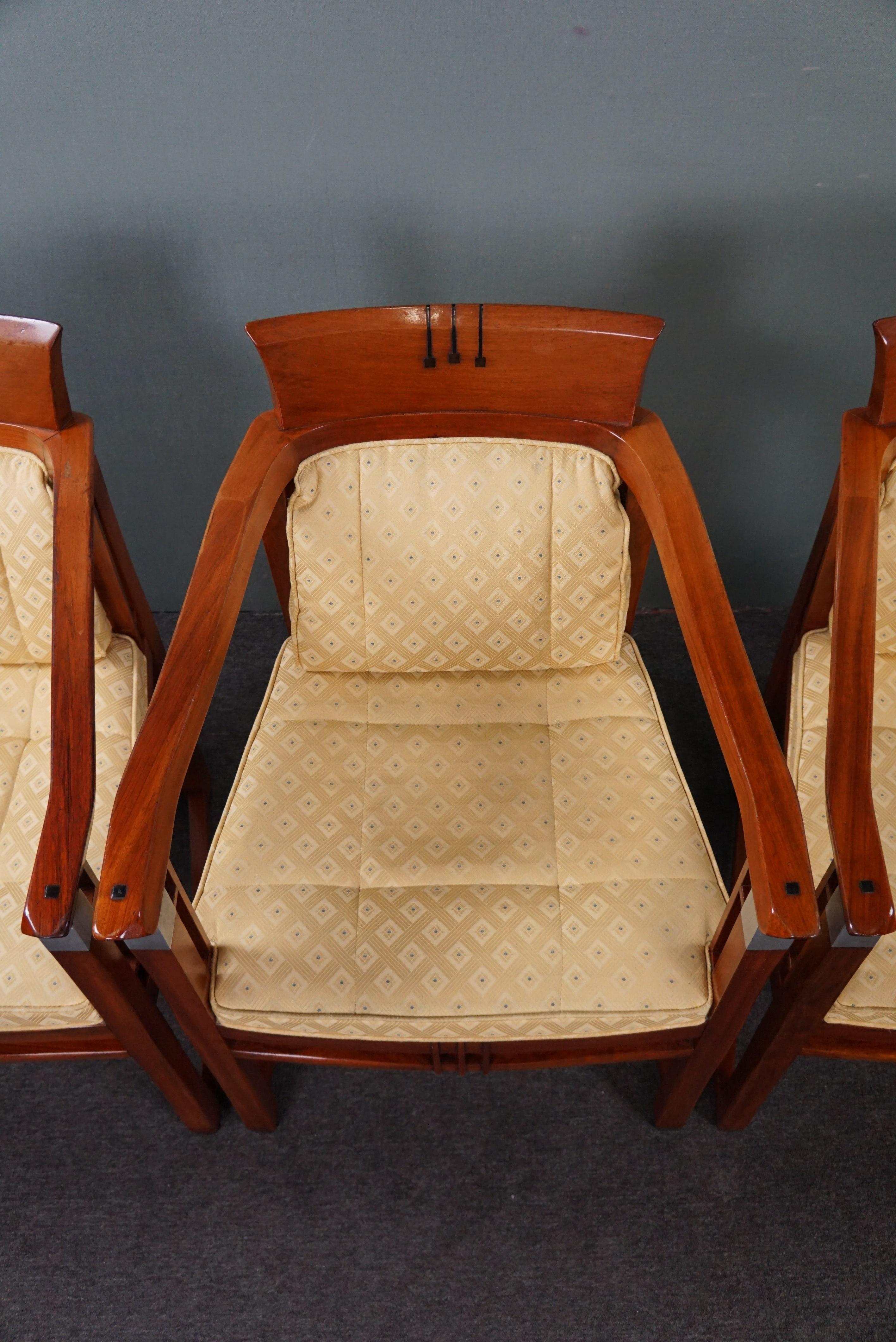 Fabric Set of four Schuitema Art Deco dining chairs Decoforma For Sale