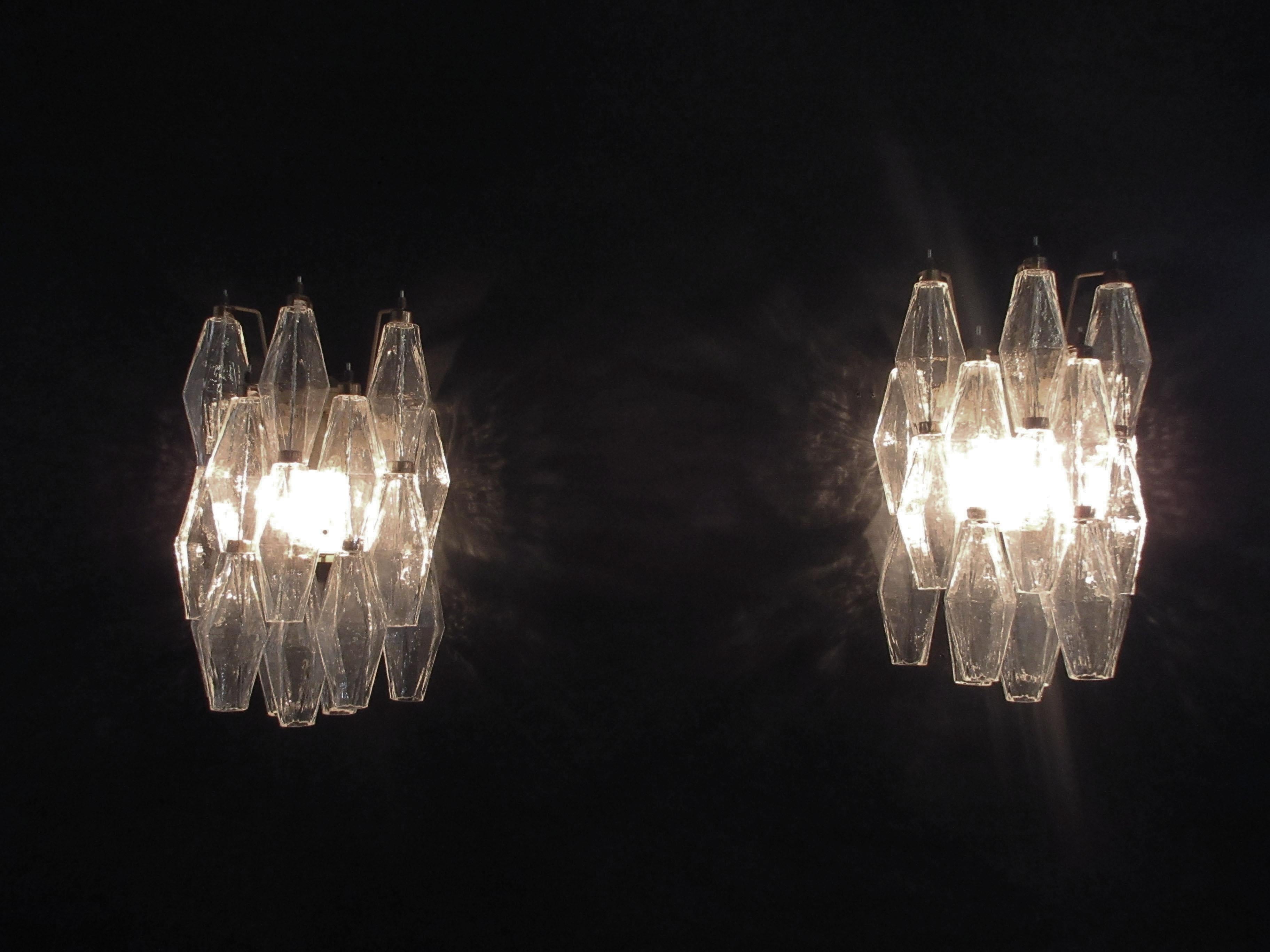 Ensemble de quatre appliques  Verre Poliedri, Murano, 1970 en vente 14