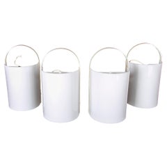 Set of Four Sconces in Iron and White Opaque Methacrylate