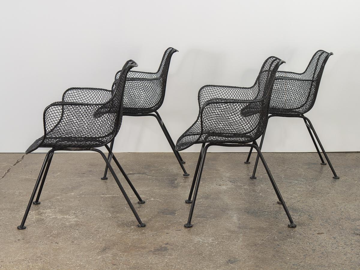 Mid-Century Modern Set of Four Sculptura Patio Chairs by Russell Woodard