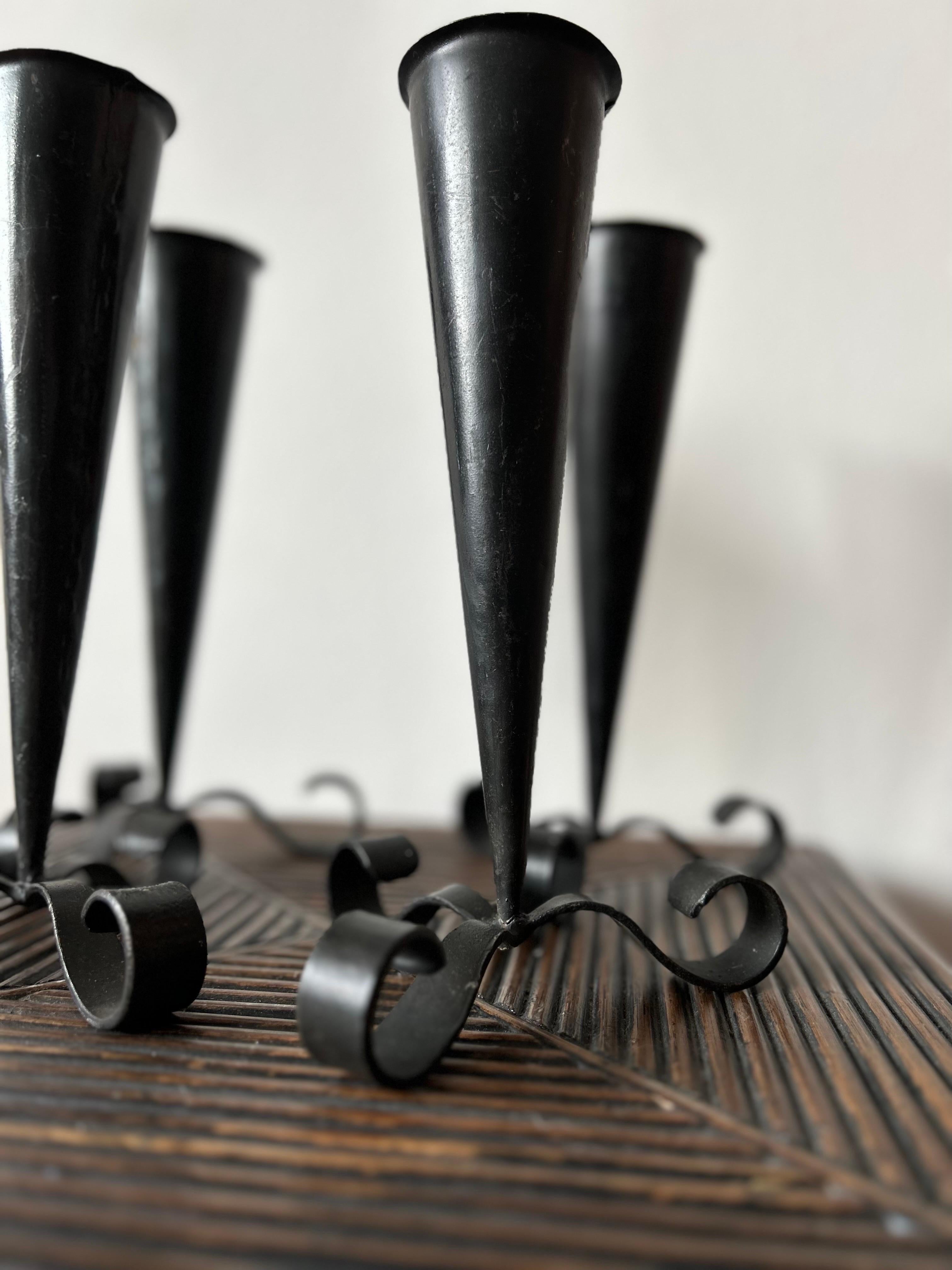 Danish Set of four sculptural art deco candle sticks Denmark 1960's For Sale
